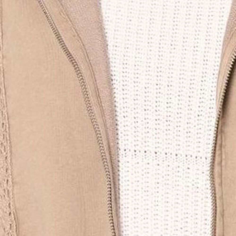 LEGO Women's Jacket Sz L Zip Front Lace Trim Knit Brown A703110 - Picture 2 of 4